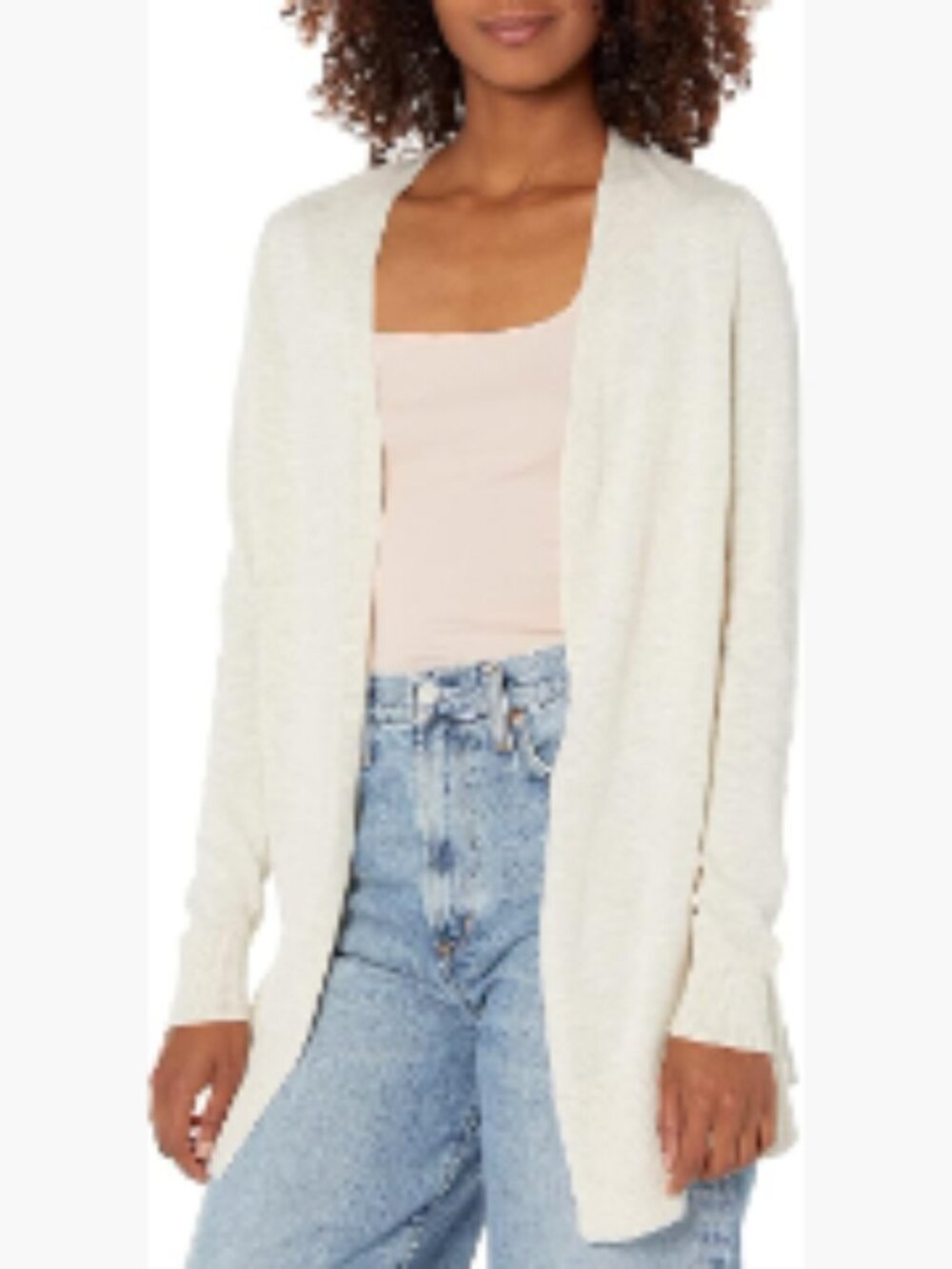 Cotton Blend Lightweight Open-Front Cardigan Sweater Long Sleeve